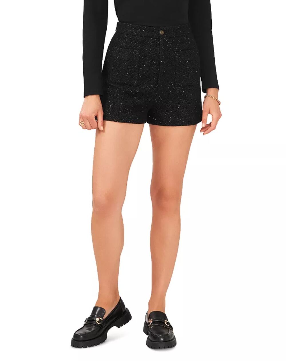 1. STATE Womens Tweed Dress Shorts 16W Rich Black Gold Speckled NWT